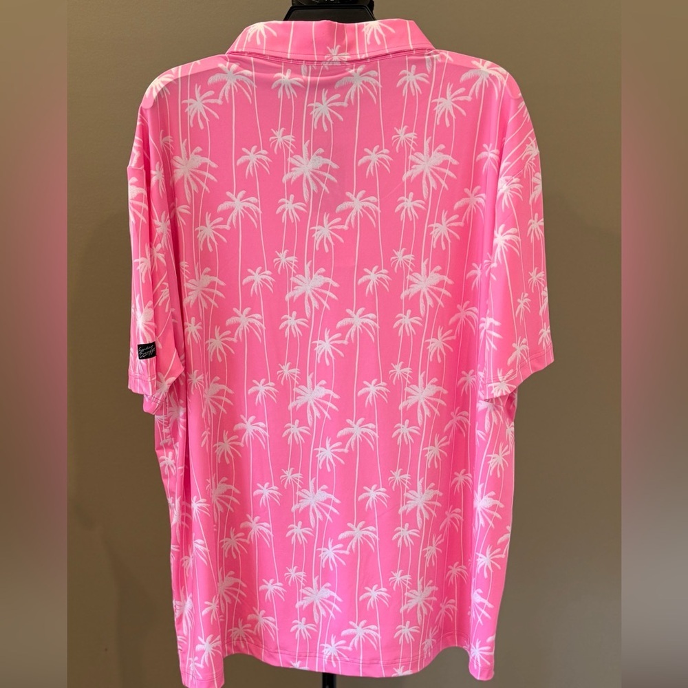 NWT Men’s SUNDAY SWAGGER Stylin pink palm tropical golf polo- Size 2XL - Picture 4 of 8